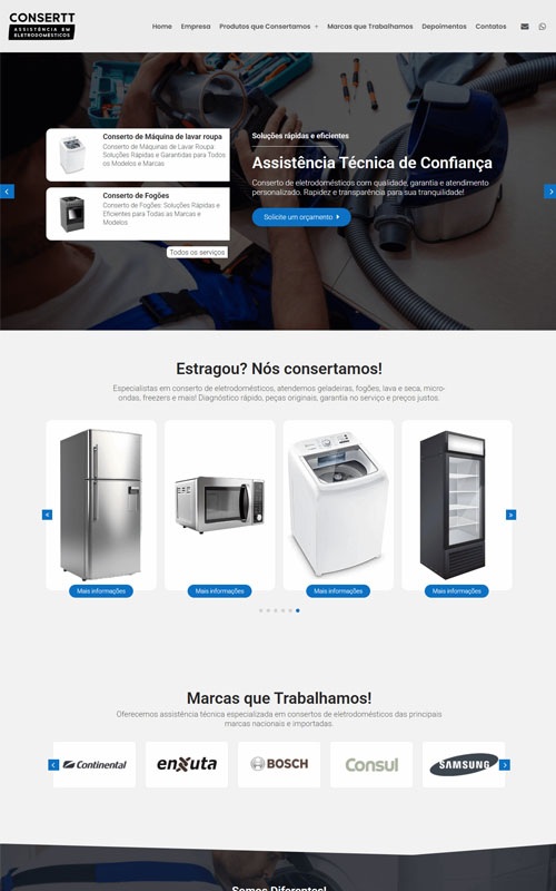 Site criado para empresa de assistência a eletrodomésticos Site criado para empresa de assistência a eletrodomésticos