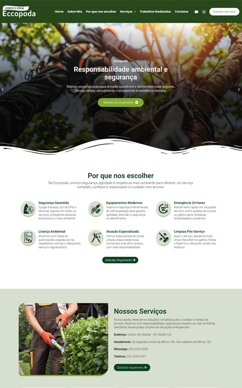 Criação de site para empresa de corte e poda de árvores Criação de site para empresa de corte e poda de árvores