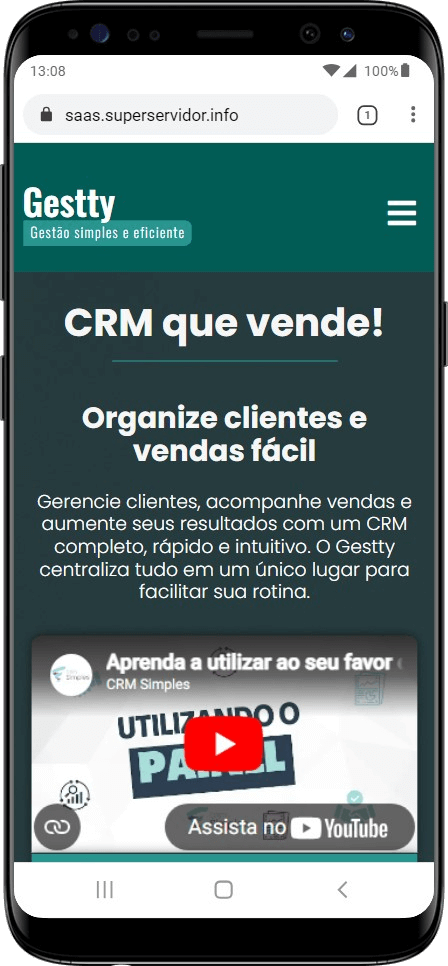 Página inicial pelo celular. Visualização perfeita em celulares, tablets e computadores.