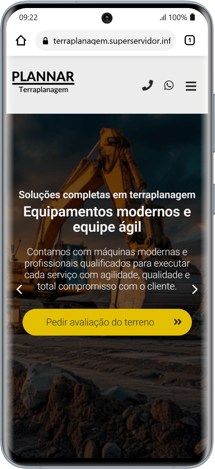 Página inicial pelo celular. Visualização perfeita em celulares, tablets e computadores.