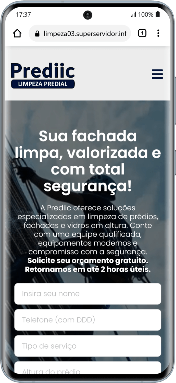 Página inicial pelo celular. Visualização perfeita em celulares, tablets e computadores.